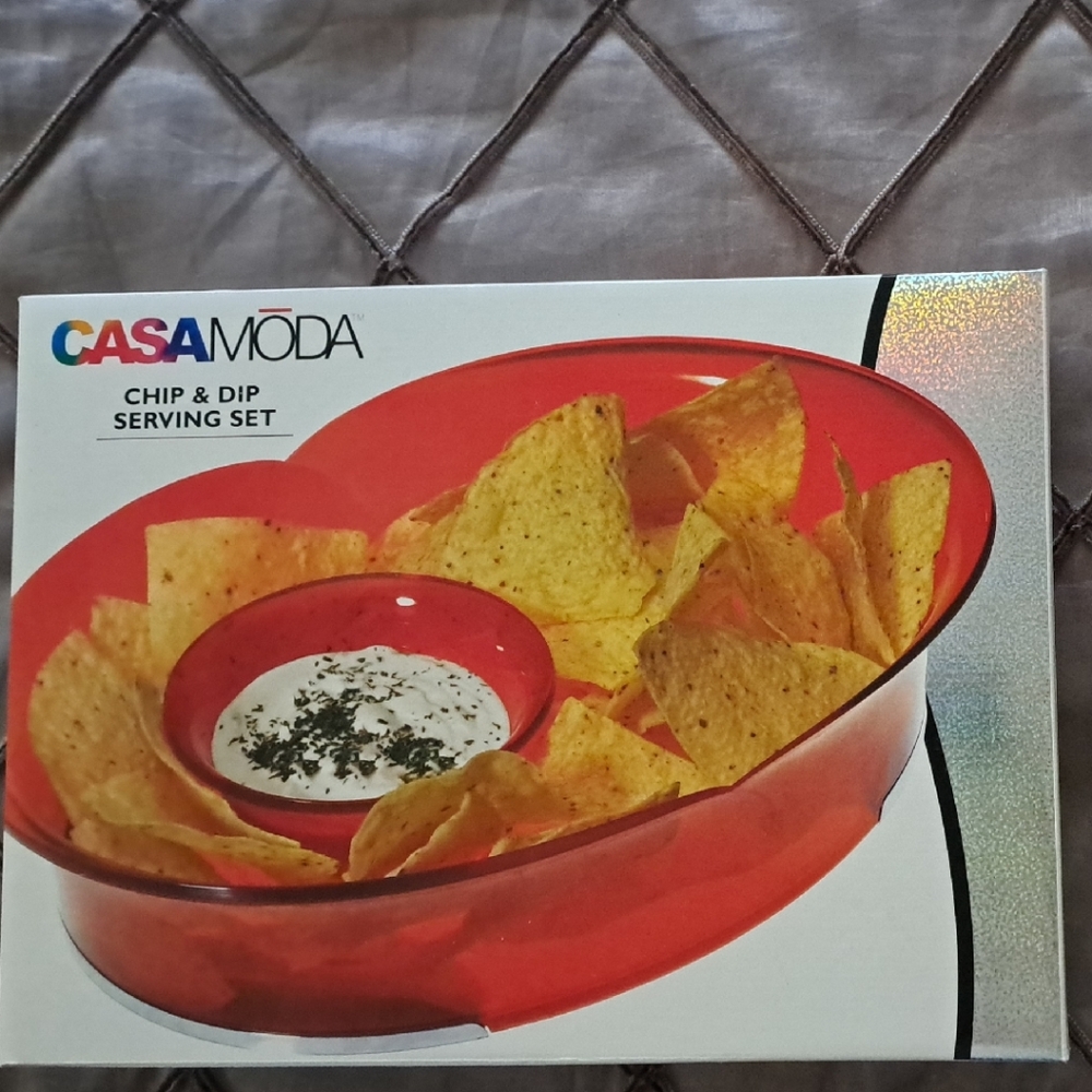 Casa Moda Red Chip and Dip Serving Set